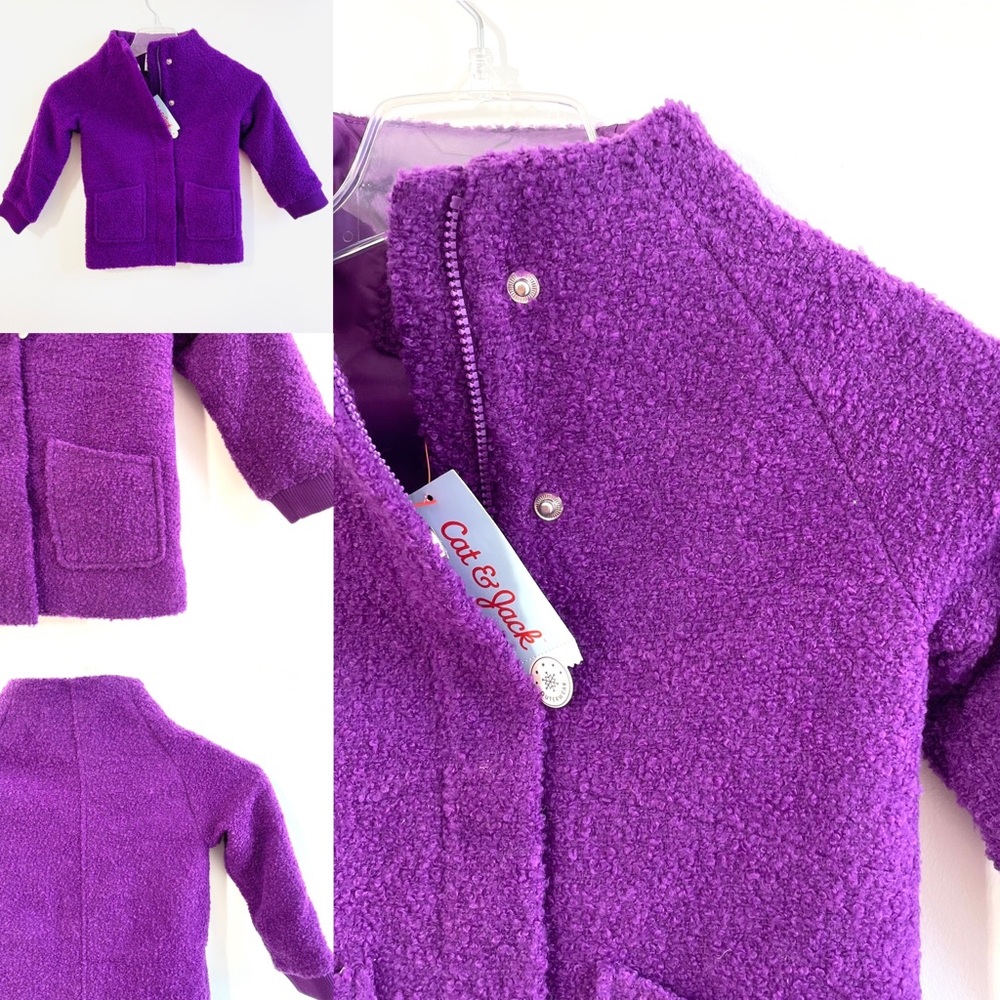 Cat and Jack Purple Wool Blend Sherpa Coat XS NWT